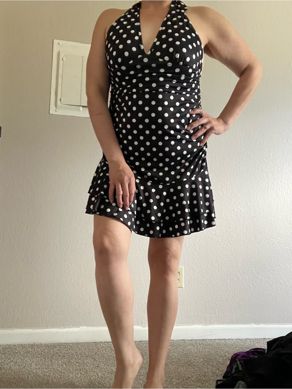 Black and White Polka Dot Halter Dress